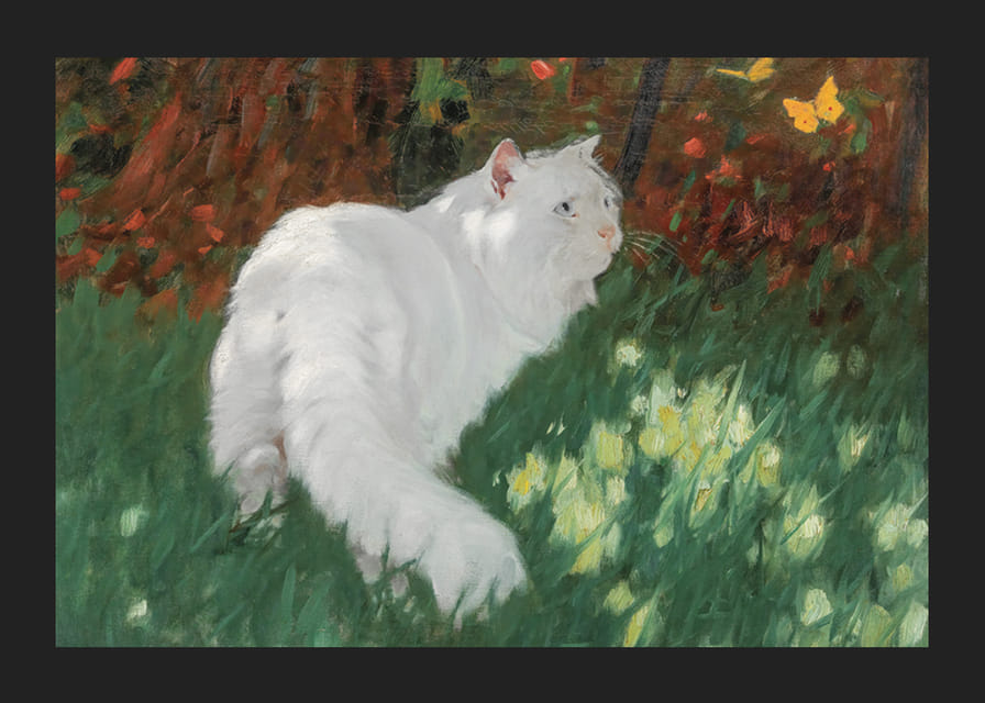 White Cat And Butterflies By Arthur Heyer-12