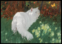 White Cat And Butterflies By Arthur Heyer-8