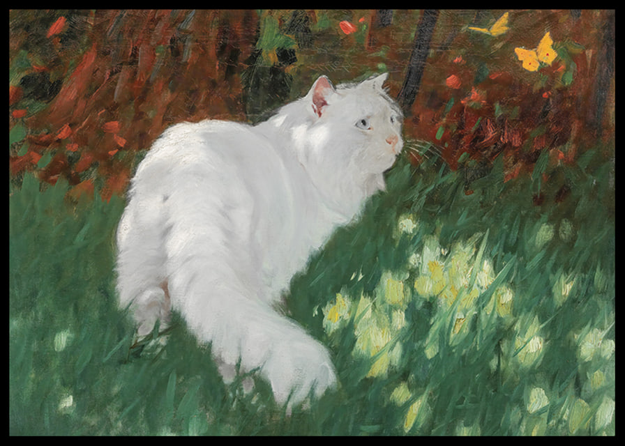 White Cat And Butterflies By Arthur Heyer-12