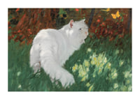 White Cat And Butterflies By Arthur Heyer-3