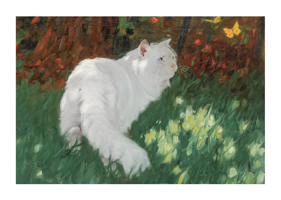 White Cat And Butterflies By Arthur Heyer-12