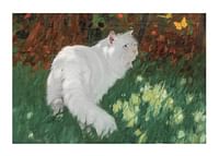 White Cat And Butterflies By Arthur Heyer-1