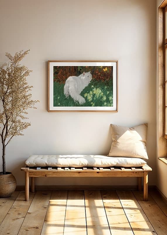 White Cat And Butterflies By Arthur Heyer-12