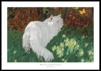 White Cat And Butterflies By Arthur Heyer-0