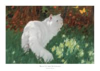 White Cat And Butterflies By Arthur Heyer-1