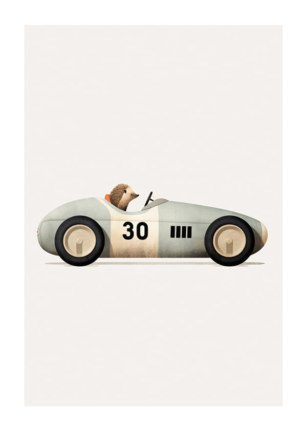 Plakāts Hedgehog In Toy Car
