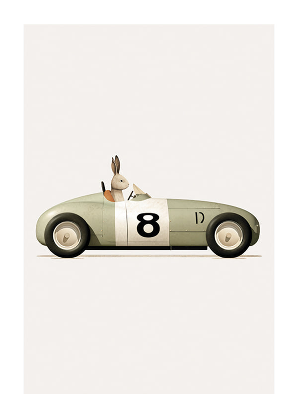 Póster Rabbit In Toy Car