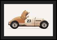Illustrated bear driving toy car in brown and beige tones-4