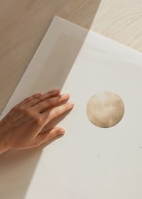 Illustration of two children on mountaintop against big beige moon-9