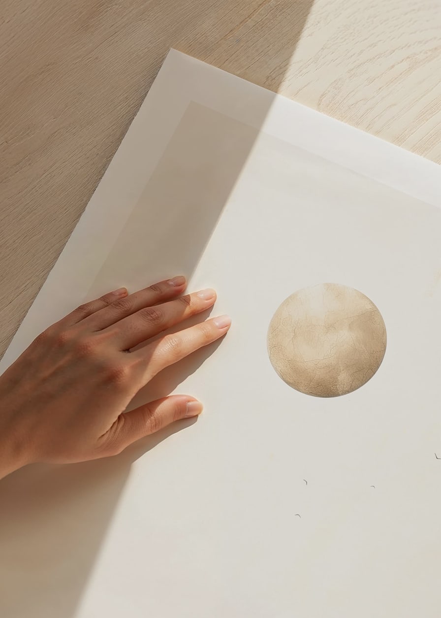 Illustration of two children on mountaintop against big beige moon-12