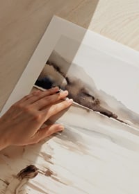 Watercolor of girl at the beach with soft sand tones-9