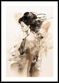 Watercolor of a female figure in profile with soft brown tones-0