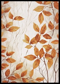Aquarell von Zweigen mit orangefarbenen Herbstblättern auf hellem Hintergrund-6