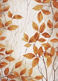 Aquarell von Zweigen mit orangefarbenen Herbstblättern auf hellem Hintergrund-7