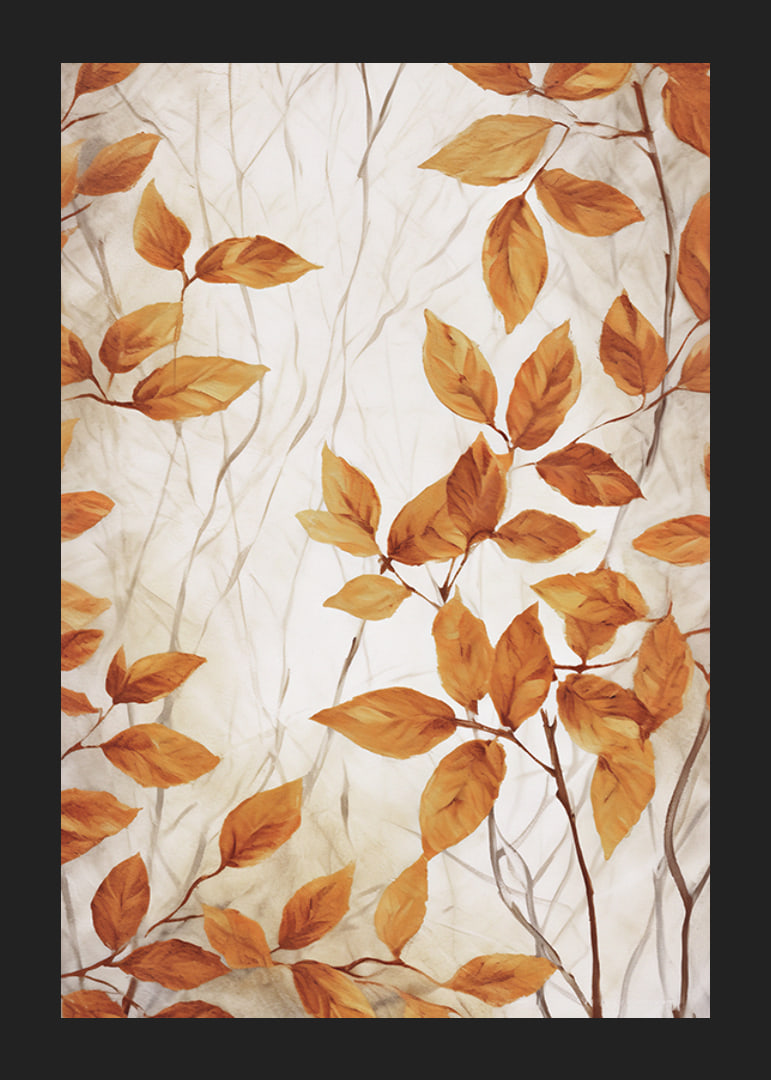 Aquarell von Zweigen mit orangefarbenen Herbstblättern auf hellem Hintergrund-12