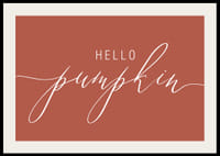 White handwritten text 'Hello Pumpkin' in script style on warm autumn red background-2