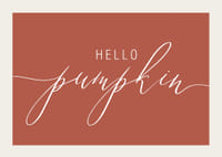 White handwritten text 'Hello Pumpkin' in script style on warm autumn red background-3