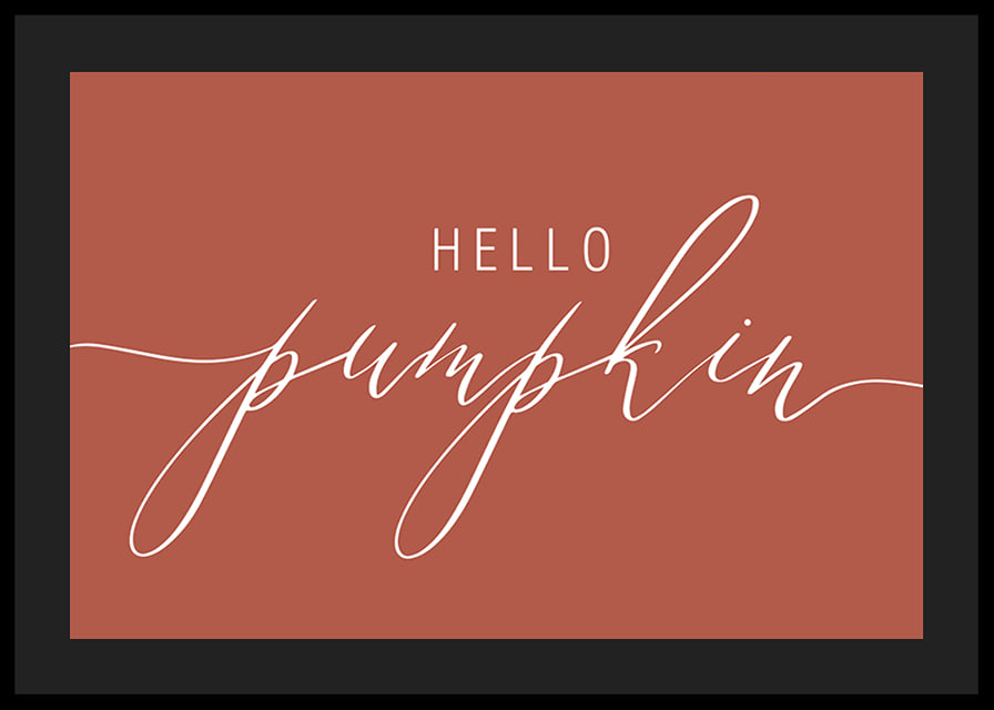 White handwritten text 'Hello Pumpkin' in script style on warm autumn red background-12