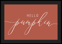 White handwritten text 'Hello Pumpkin' in script style on warm autumn red background-4