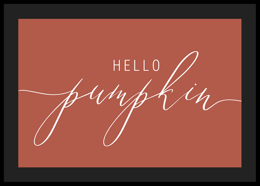 White handwritten text 'Hello Pumpkin' in script style on warm autumn red background-12