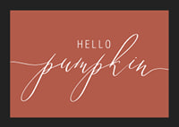 White handwritten text 'Hello Pumpkin' in script style on warm autumn red background-5