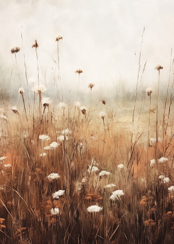 Watercolor of dried autumn flowers and meadow grass in beige tones-12