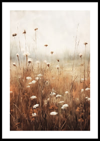 Watercolor of dried autumn flowers and meadow grass in beige tones-0