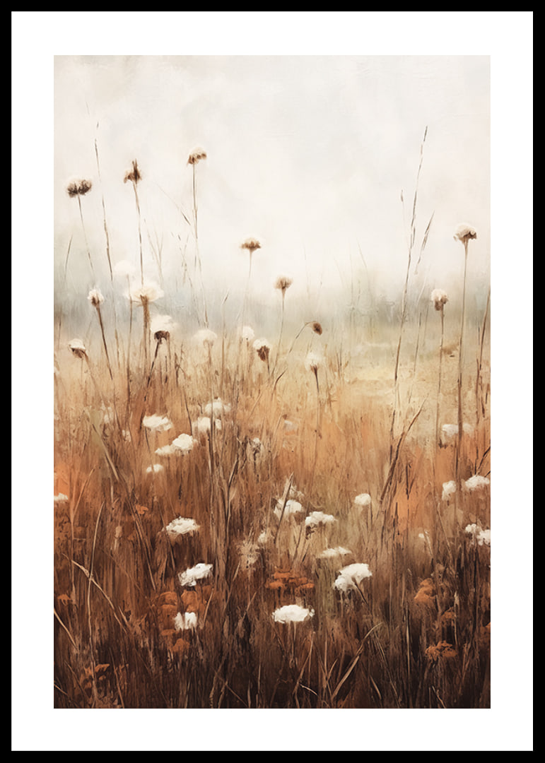 Watercolor of dried autumn flowers and meadow grass in beige tones-12