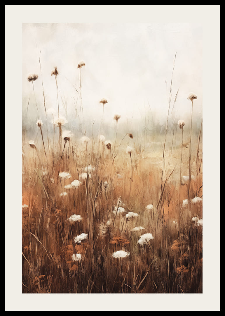 Kuivattujen syksykukkien ja niittynurmikan vesiväri beigen sävyissä-12