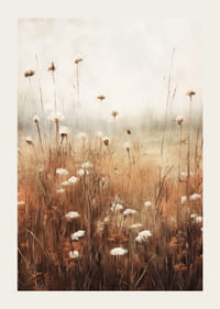 Kuivattujen syksykukkien ja niittynurmikan vesiväri beigen sävyissä-3