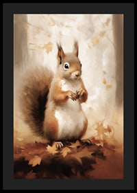 Watercolor illustration of squirrel among autumn leaves in warm tones-4
