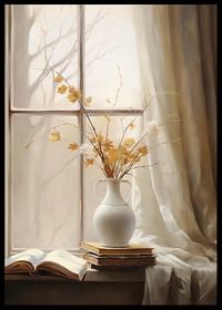 Vase And Flowers In A Window-2