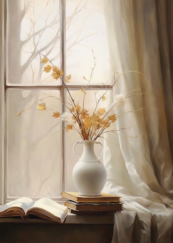 Vase And Flowers In A Window-12