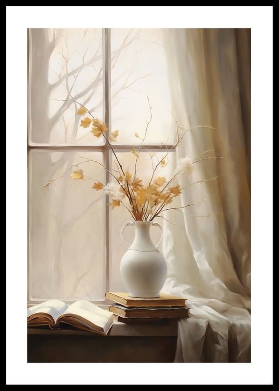 Vase And Flowers In A Window-12