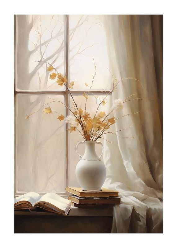 Vase And Flowers In A Window-12