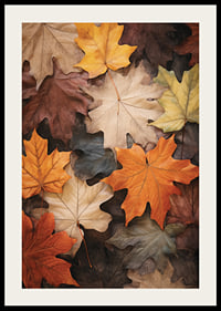 Photographic maple leaves in warm shades of orange, yellow and brown-2