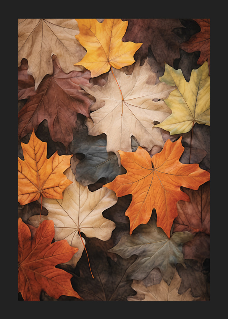Photographic maple leaves in warm shades of orange, yellow and brown-12