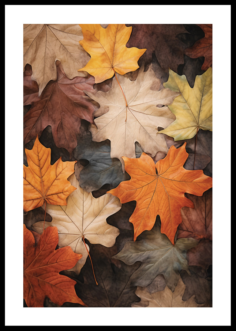 Photographic maple leaves in warm shades of orange, yellow and brown-12
