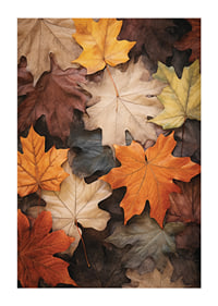 Photographic maple leaves in warm shades of orange, yellow and brown-1