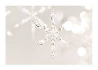 Close-up of sparkling crystal snowflake decoration against light background-1