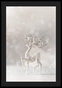 Glittering decorative deer in silver against light blurred background-4