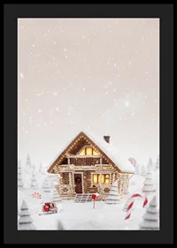 Illustration of log cabin in snowy candy land with Christmas atmosphere-4