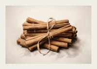 Akvarell egy köteg fahéjrudat ábrázoló kötegről, amelyet zsinórral kötöztek át meleg tónusokkal-3