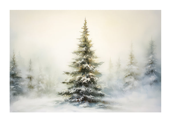Plakāts Winter Morning Pine Tree