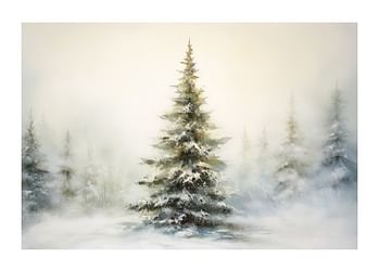 Poszter Winter Morning Pine Tree