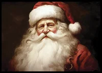 Watercolor portrait of Santa Claus with red hat on dark background-6