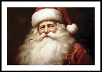 Watercolor portrait of Santa Claus with red hat on dark background-0