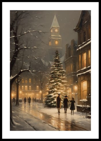 Poster Christmas Town By Night