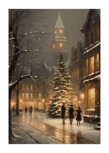 Poster Christmas Town By Night
