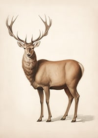 Yksityiskohtainen kuva ruskeasta peurasta vaaleaa taustaa vasten-7